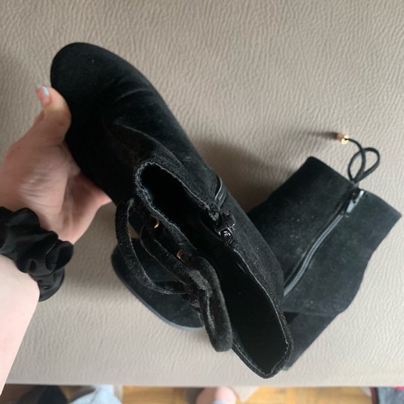 Black Suede Heeled Booties - Picture 6 of 6